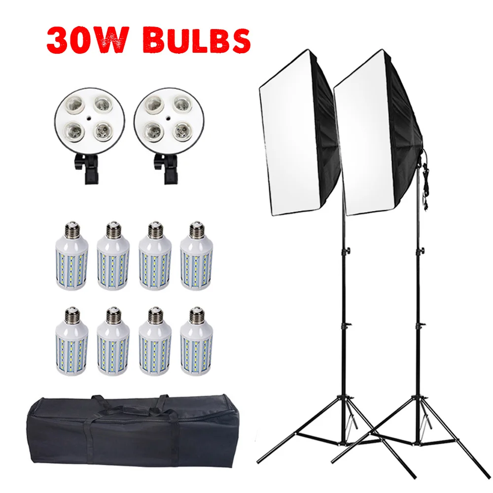 With 8PCS 30W Bulbs ASHANKS холодный белый свет софтбокс Для студийной съемки софт бокс зонт photo equipment of soft studio ce Упаковано хорошо - Цвет: With 8PCS 30W Bulbs