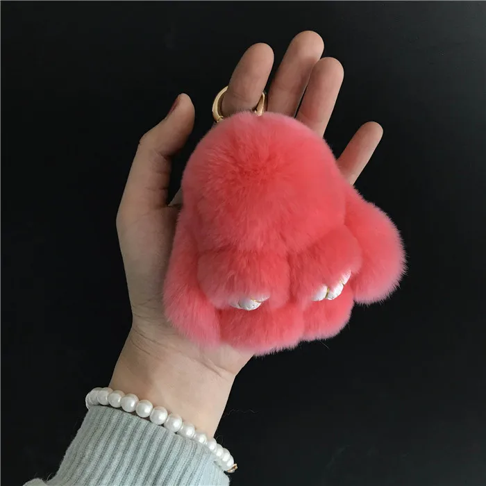 Magicfur- новинка. 10 см мини Настоящий мех кролика кролик игрушка кукольный брелок Настоящий мех кролика сумка брелок - Цвет: Watermelon