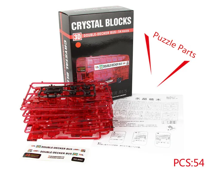 Новое поступление 3D двухэтажный автобус Crystal Puzzle животного собраны модели DIY