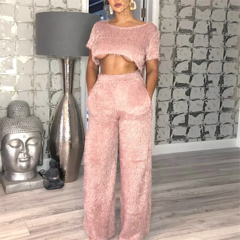 2018 Осень Зима Женский Теплый боди широкие брюки с v-образным вырезом Свободные