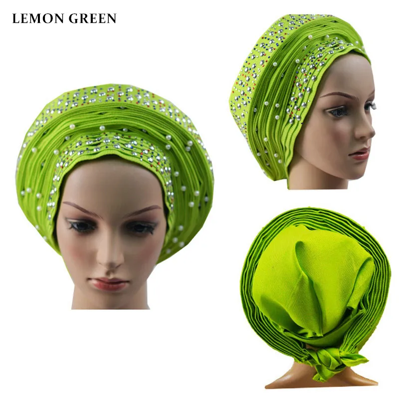 Авто геле нигерийский головной убор Африканский aso oke с бусинами 1 шт./компл.