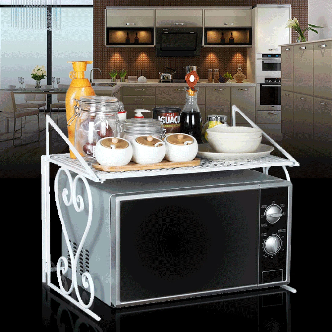 Полка для микроволновой печи кухонный Органайзер лоток счетчик стойки и полка