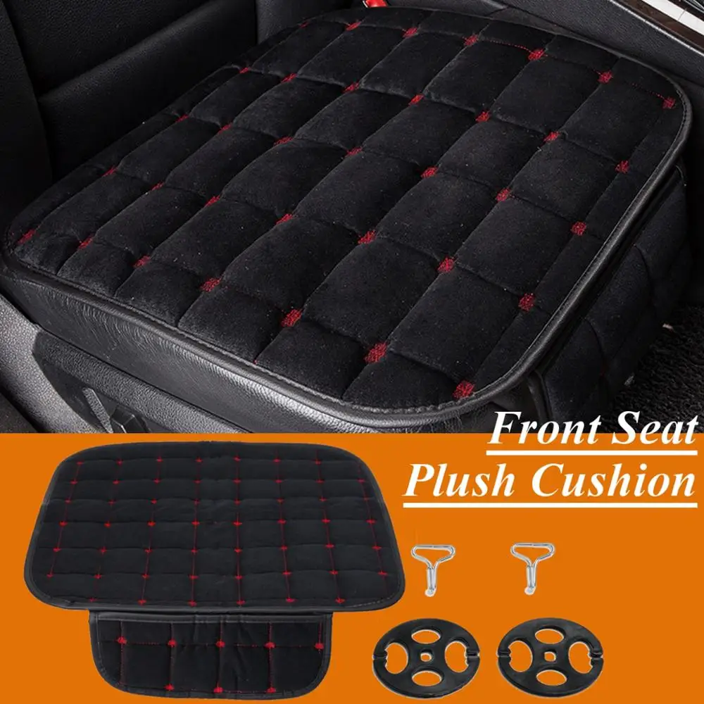 Front Black red Универсальная Передняя Задняя крышка для сиденья автомобиля грузовика зимняя теплая подушка противоскользящая задняя подушка для стула для автомобиля авто защита для сиденья - Название цвета: Front Black red