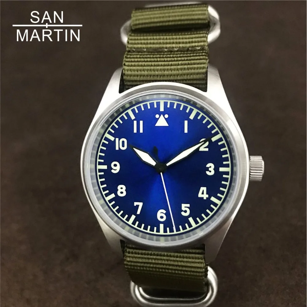 San Martin, модные женские и мужские часы-пилот, нержавеющая сталь, 200 м, водонепроницаемые NH35, мужские наручные часы, сапфировое стекло, 39 мм