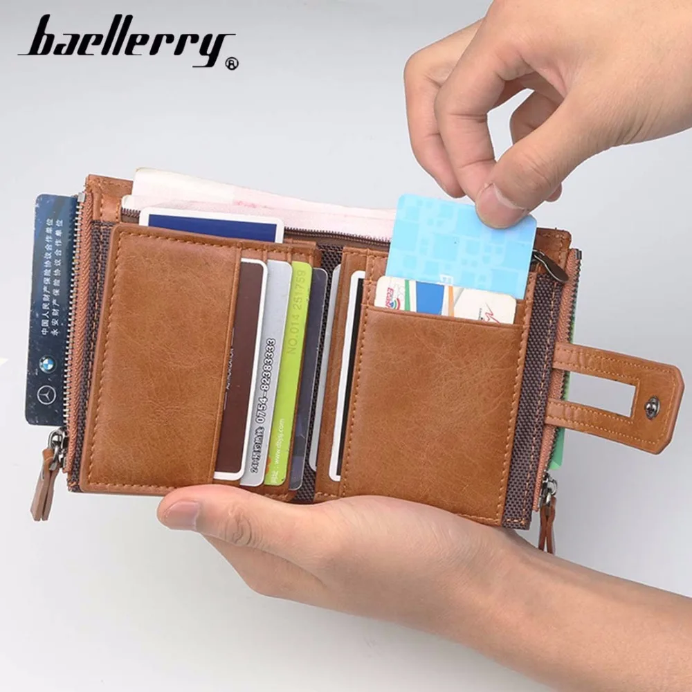 Мужские кошельки baellerry с двойной молнией из искусственной кожи отделением для