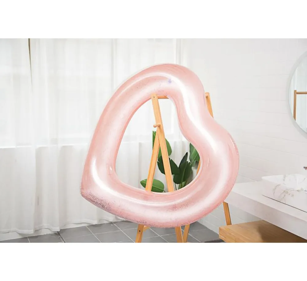 90/120cm Diamond Giant Swimming Ring Heart Shap Inflatable Pool Float Sequined Rose Gold Floats Water Toys Piscina | Спорт и