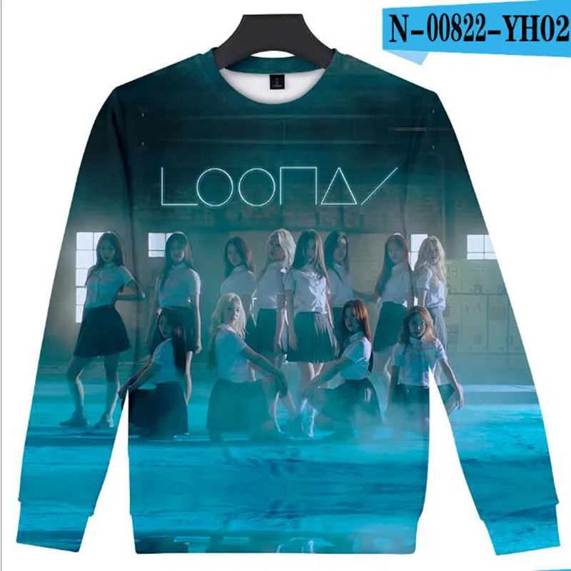 Корейский KPOP Girl Group LOONA 3D принт оверсайз Толстовка для женщин Harajuku свитшоты хип