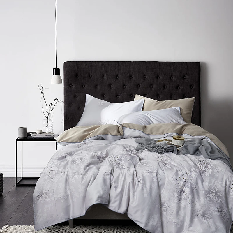 

New Queen King size Bedding Set Gray egyptian cotton Bed sheet Fitted sheet Bed Duvet cover parrure de lit ropa/juego de cama