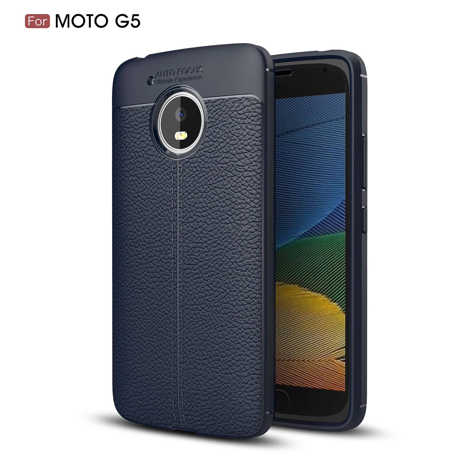 Litchi Texture Soft TPU Protective Phone Cover Case For Motorola G5 Anti-fingerprints |