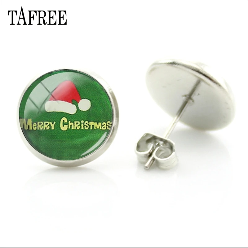 Новые рождественские Модные серьги гвоздики TAFREE с оленем Санта Клаусом красивой
