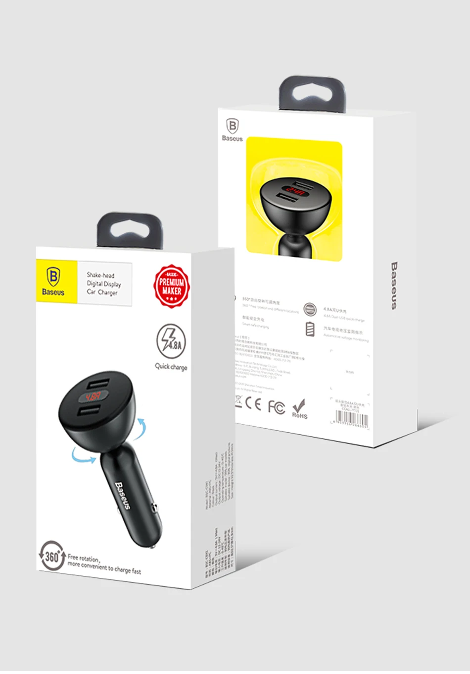 BASEUS Shake насадки для душа цифровой Дисплей двойной автомобильное зарядное