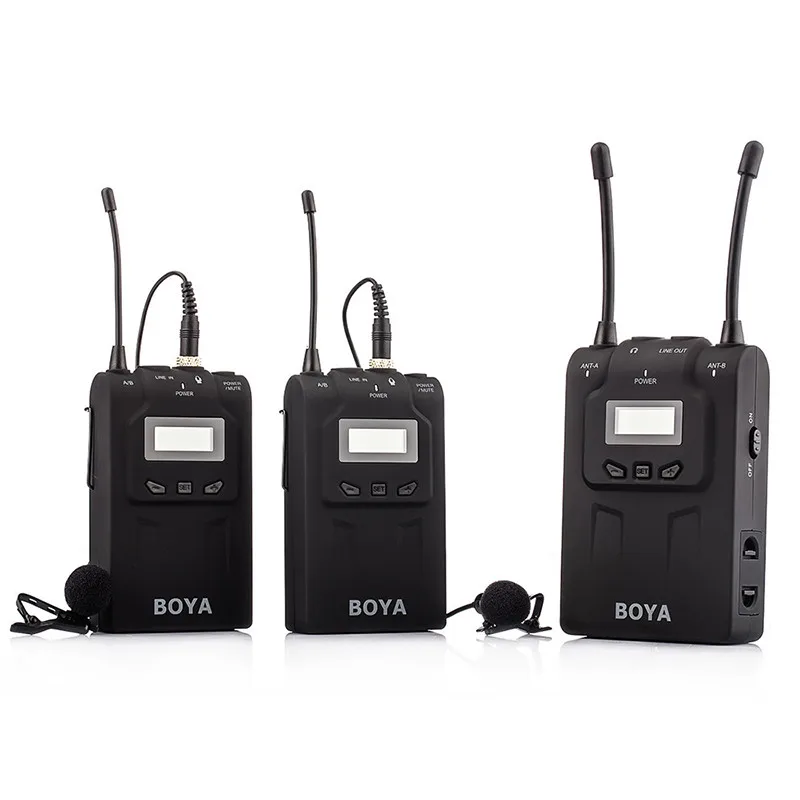 Двойной беспроводной петличный микрофон BOYA BY WM8 UHF для интервью 2 передатчика 1