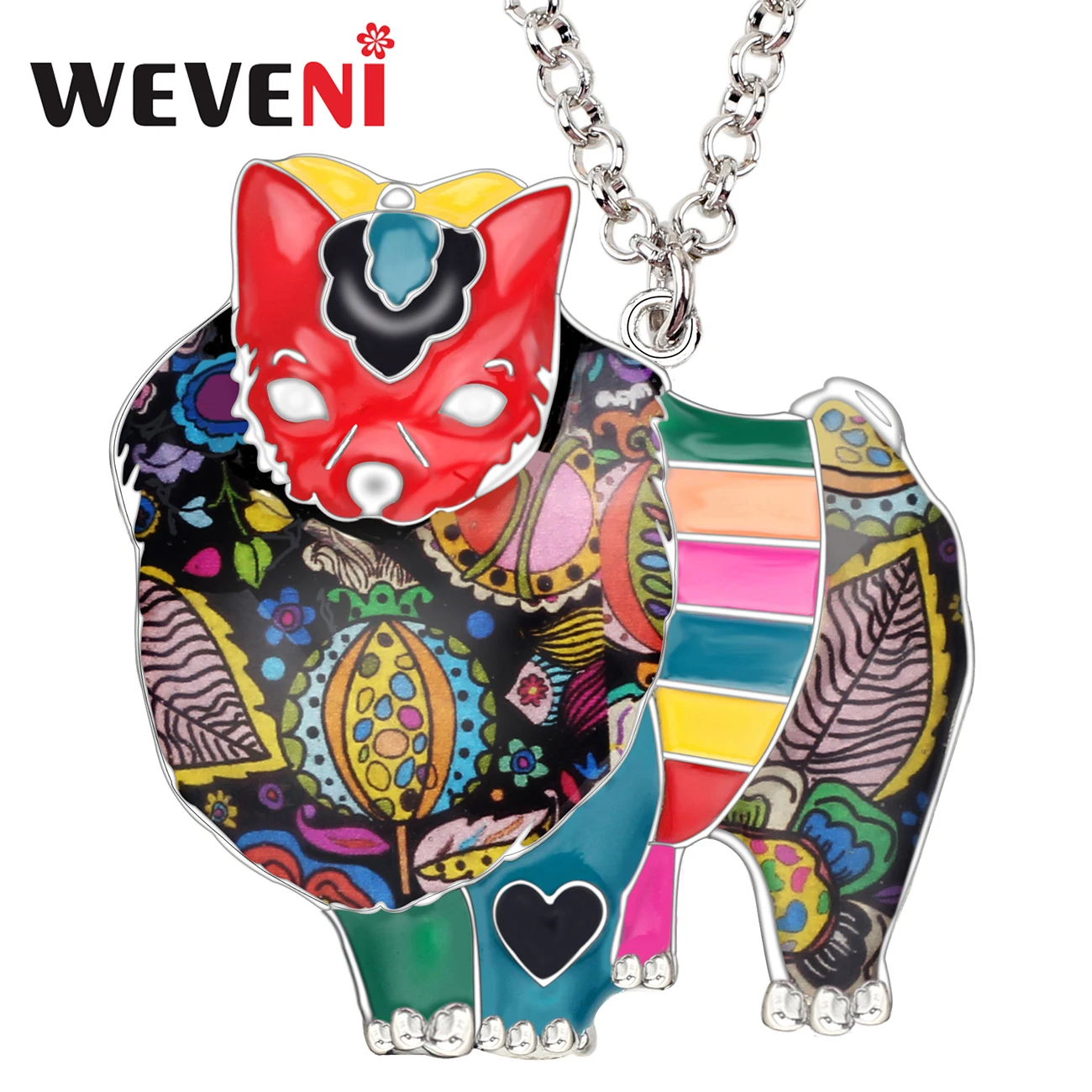 WEVENI Statement Enamel Alloy Pomeranian Dog Necklace Chain Jewelry For Women Girls Pet Lovers Gift Accessories Wholesale Bijoux | Украшения