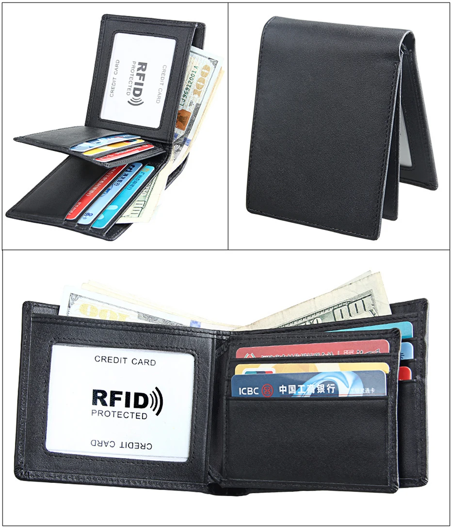 ATAXZOME классический кожаный бумажник для мужчин Блокировка Rfid Натуральная Воловья кожа мужской кошелек простой дизайн мульти-держатель для карт кошелек