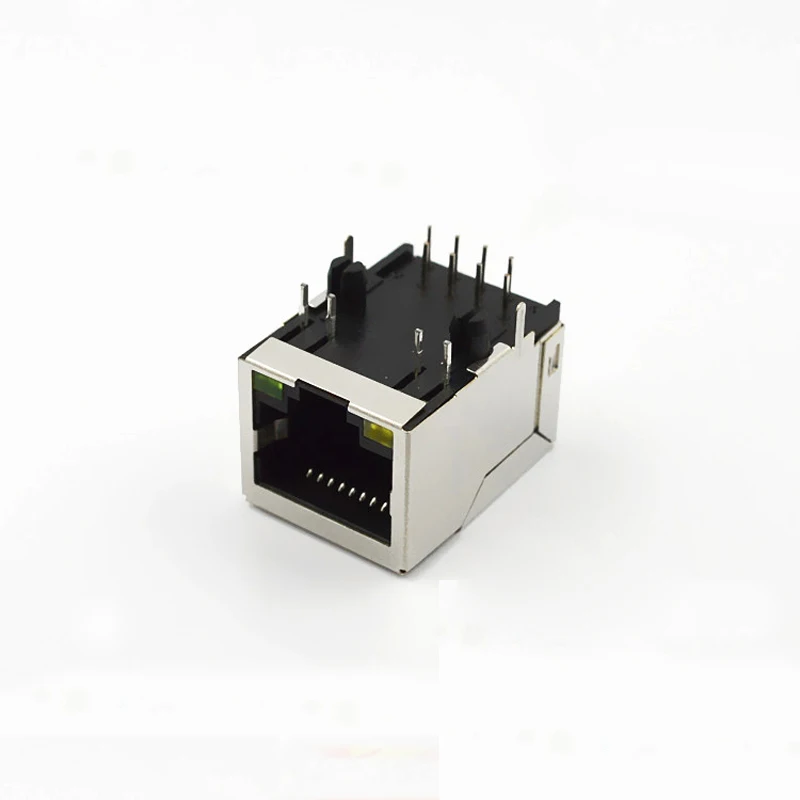 100 шт. RJ45 разъем сетевой со светом PCB длинный корпус интерфейс LED