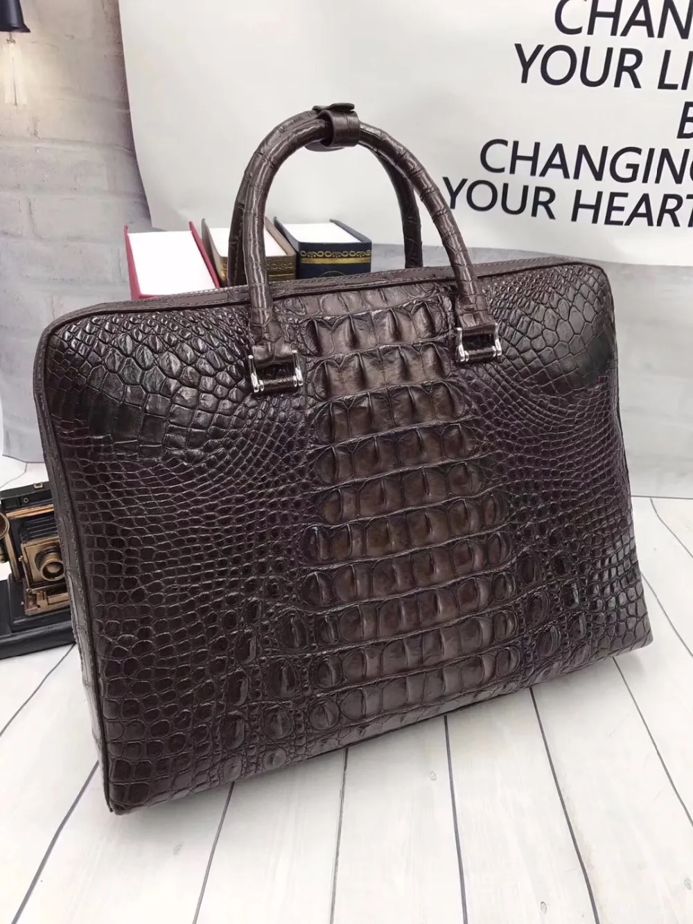 Мужской портфель из натуральной кожи аллигатора большой крокодила|case briefcase|briefcase
