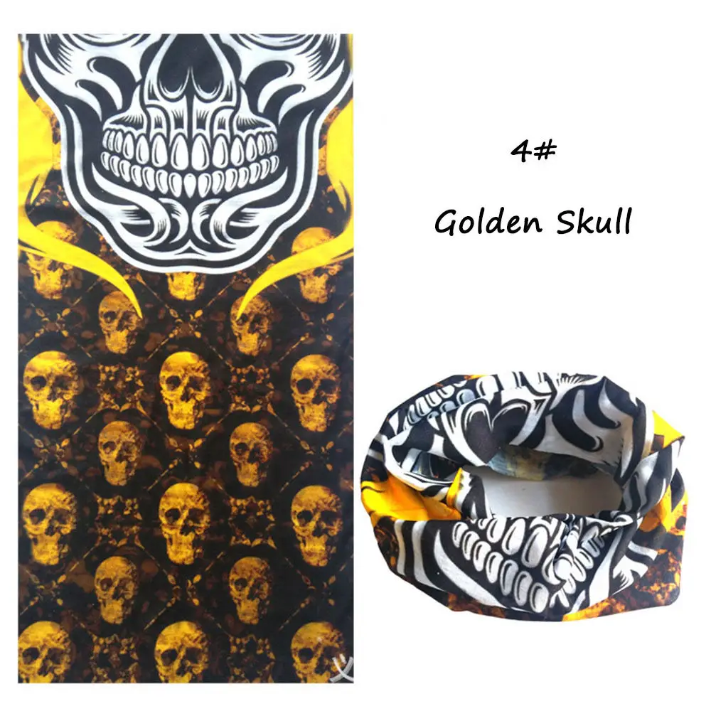Golden Kull 3D унисекс банданы для езды на мотоцикле с черепом, для езды на мотоцикле, различные тюрбан, волшебный шарф, многоголовые шарфы, Балаклава - Цвет: Golden Kull