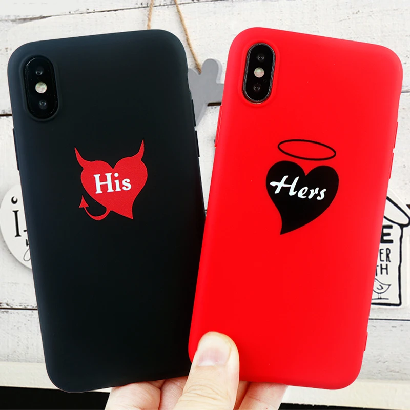 Пара телефонные чехлы для IPhone X XS MAX XR 6 S 7 8 Plus ангел и дьявол мягкий силиконовый