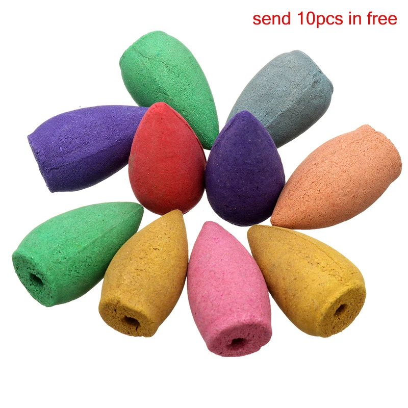 

Backflow Incense Burner Censer Tathagata Buddha Guanyin Lotus Incense Cone Holder +10pc Cone Incense Creative Home Bouddha Decor