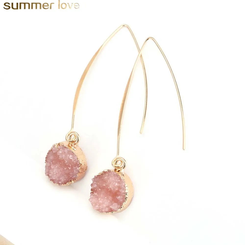 Модные серьги из полимерного камня Druzy Drusy для женщин позолоченные круглые в