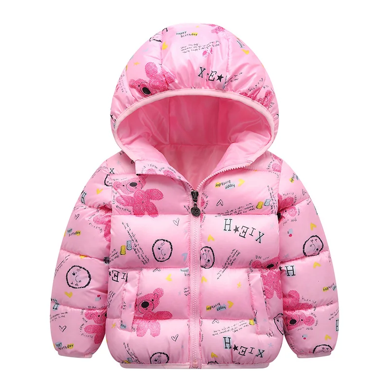 Jackets for Girls Children Jacket Winter Warm Baby Boys Dinosaur Outerwear Girls Cartoon Spring Coat Kids Hooded Coat Clothing - Цвет: Розовый