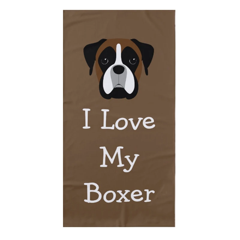 Коричневое пляжное полотенце с надписью I Love My Boxer Dog для мужчин женщин взрослых