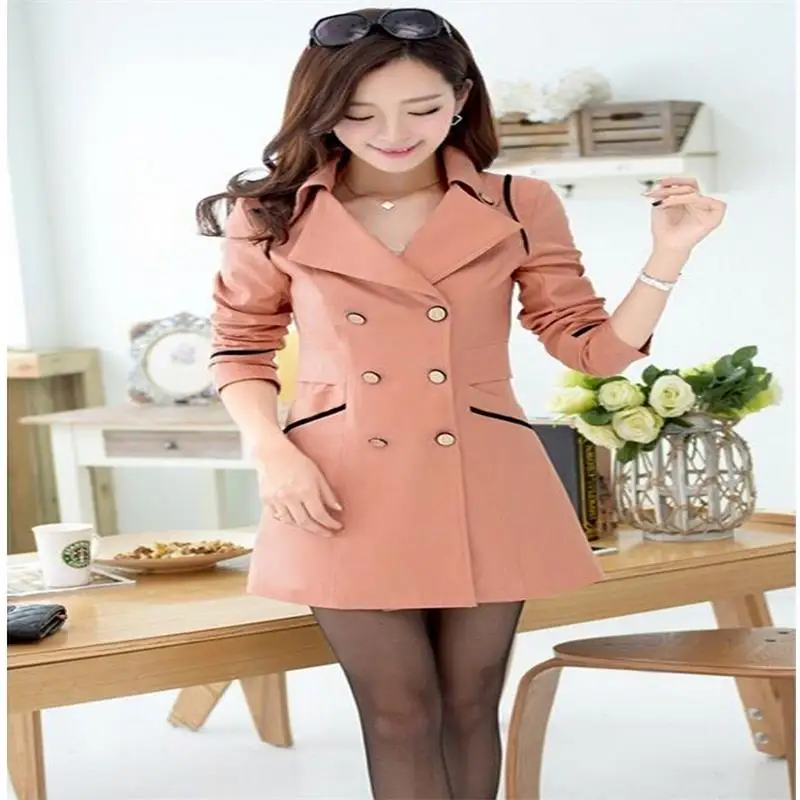 Ветровка женская длинная Новинка весна осень 2017 Высококачественная двубортная