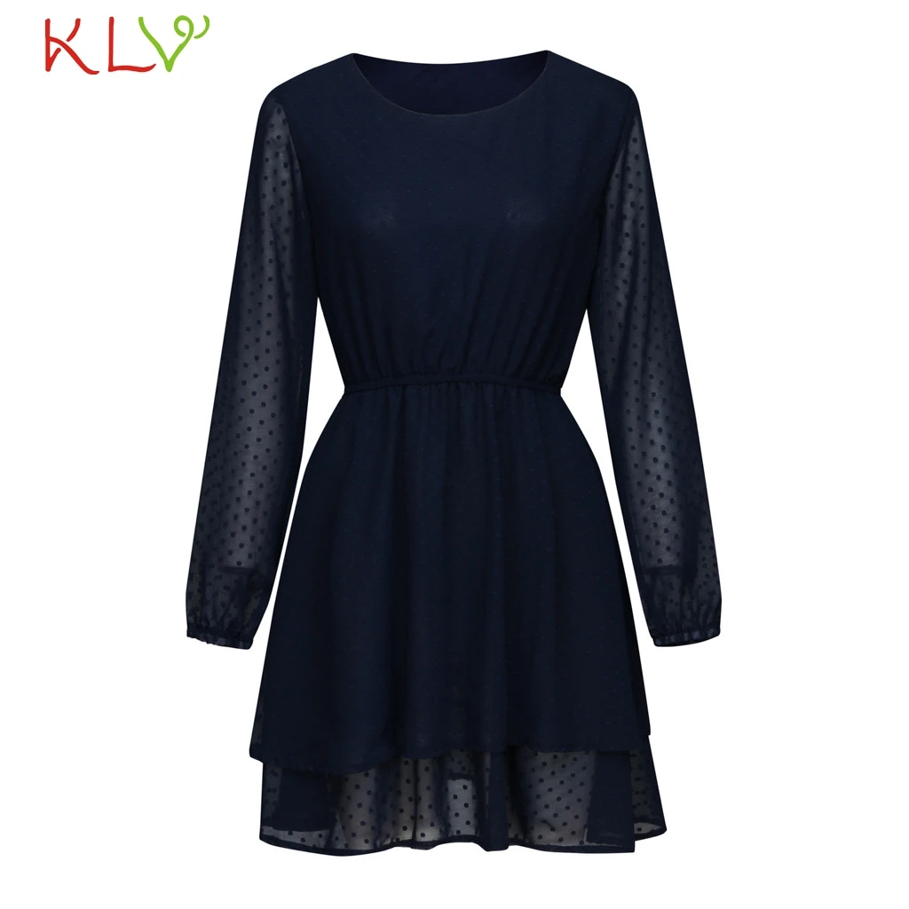 Dark Blue Платье Для женщин Винтаж Dot Sheer Фонари Элегантное летнее платье Повседневное вечерние Ночное платье плюс Размеры платье vestidos Femme 19Apr24 - Цвет: Dark Blue