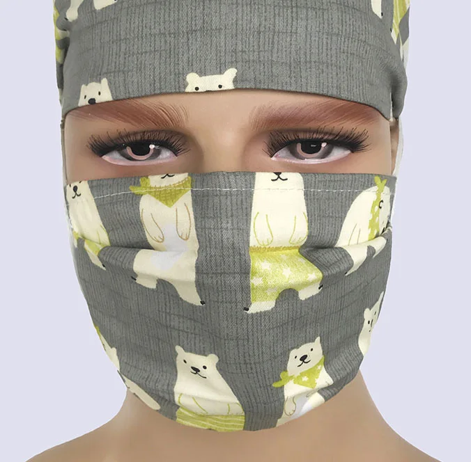 Print Doctor Surgical Scrub Cap for Women Hospital Medical Cap Cotton Lab Clinic Dental Operation Tieback Doctor Nurse Hat