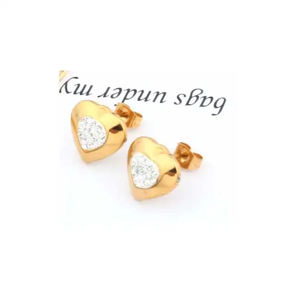 Gold color earring OUFEI ювелирные изделия из нержавеющей стали ожерелье в виде сердца браслет набор женщина Vogue ювелирные аксессуары оптом много - Окраска металла: Gold color earring