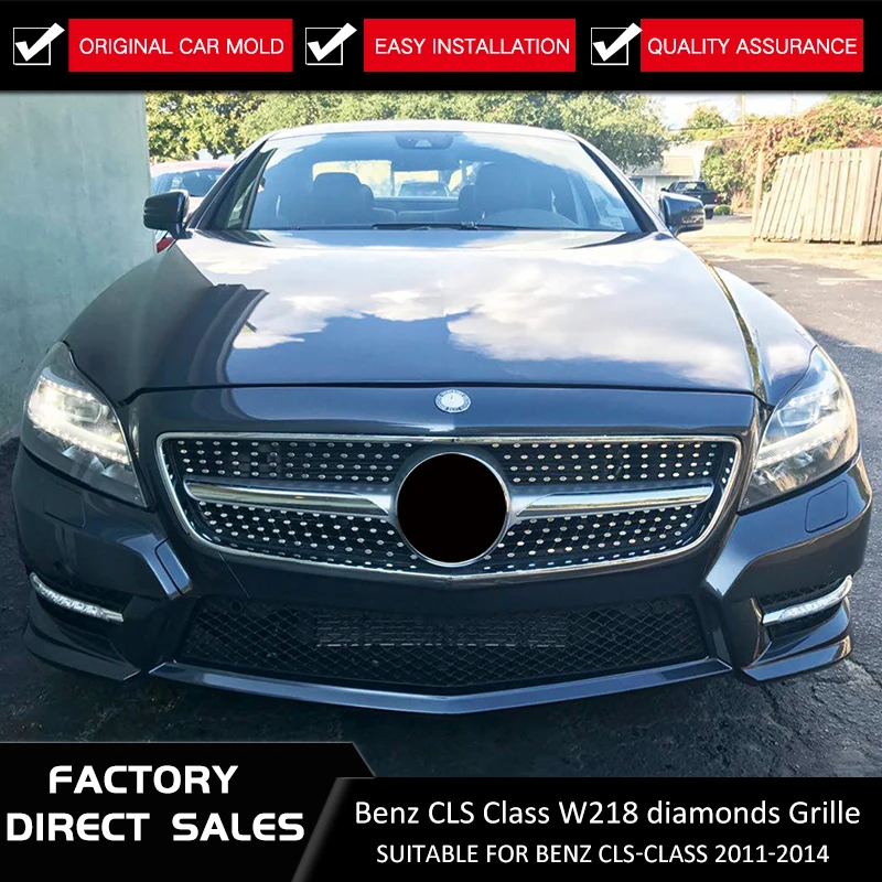 Для W218 Алмазный передний гриль ABS решетка для Mercedes Benz CLS класс 2012 2014 Замена