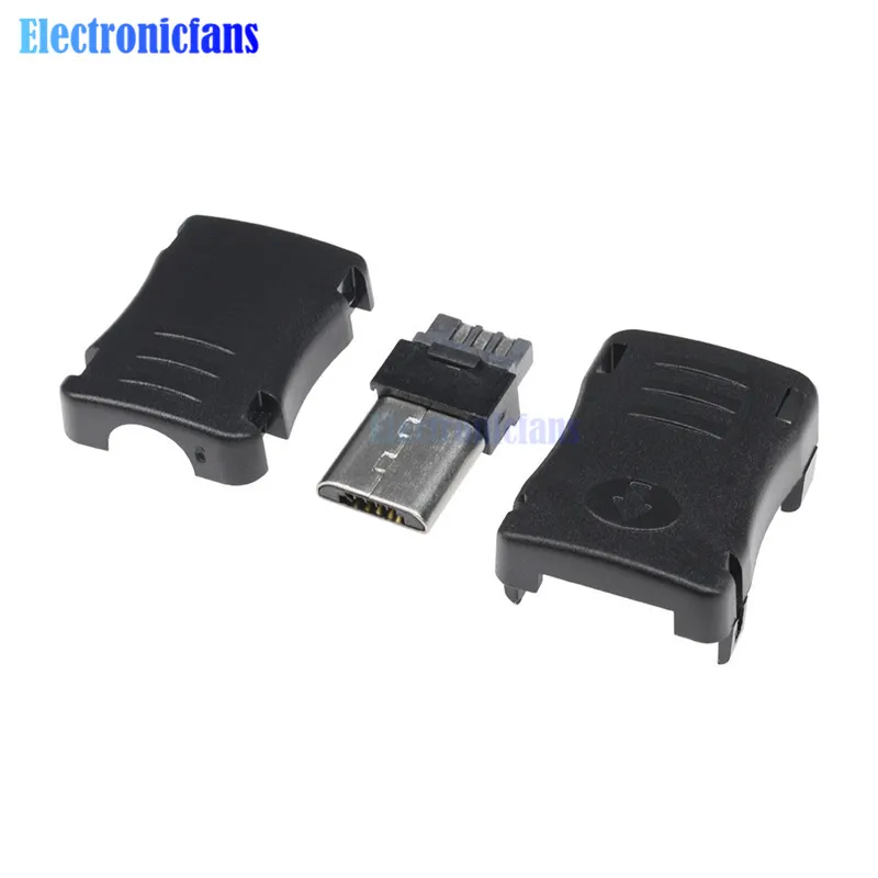 10 шт./лот 5 контактный Т порт штекер Micro USB разъем с пластиковой крышкой для сделай