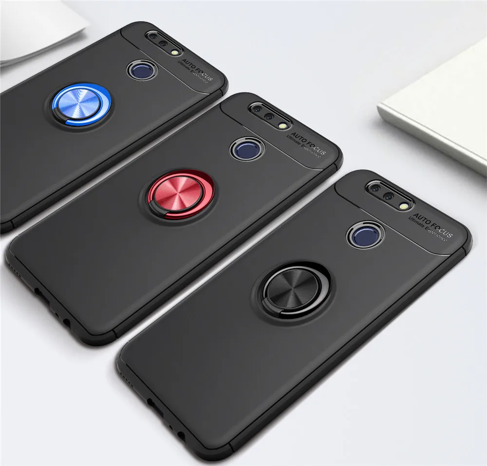 Чехол для Huawei Honor 8 Pro цветной металлический магнитный держатель с кольцом мягкий