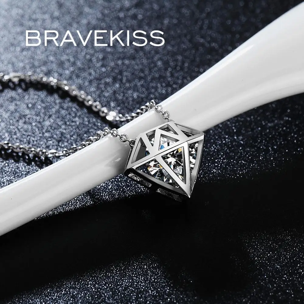 BRAVEKISS белое золото высший сорт AAA кубический цирконий полые в форме подвески