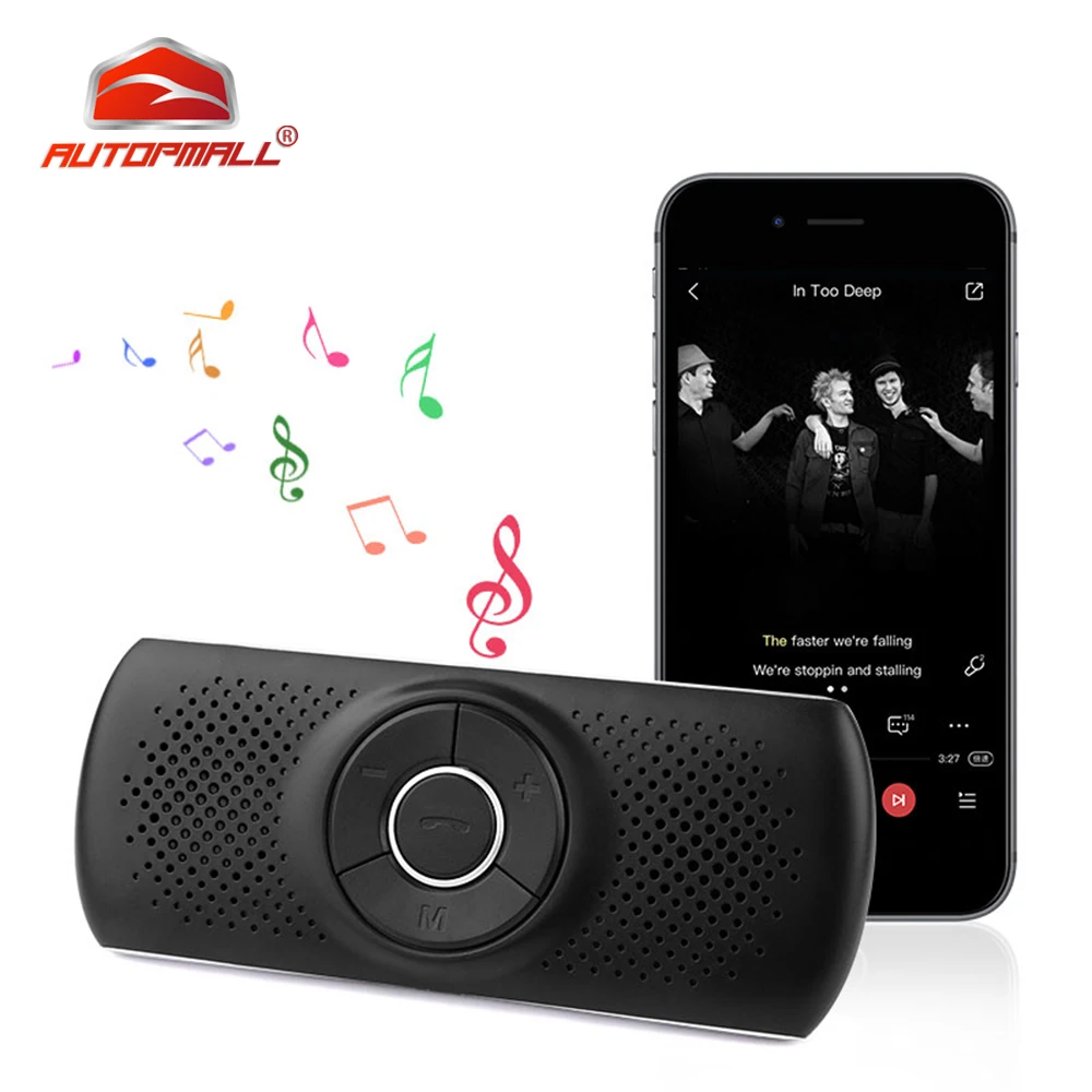 Фото Handfree Bluetooth Car Kit MP3 Player Bluetooth 4.2 EDR SIRI 3W Speaker Car Bluetooth Handsfree Kit Support TF Connect 2 Phones №1