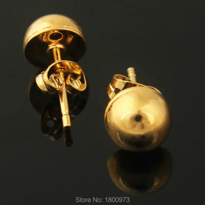 New Branded Earrings18K Gold Filled Plated Stud Earring Trendy Smooth Round Earrings Jewelry for Women | Украшения и аксессуары