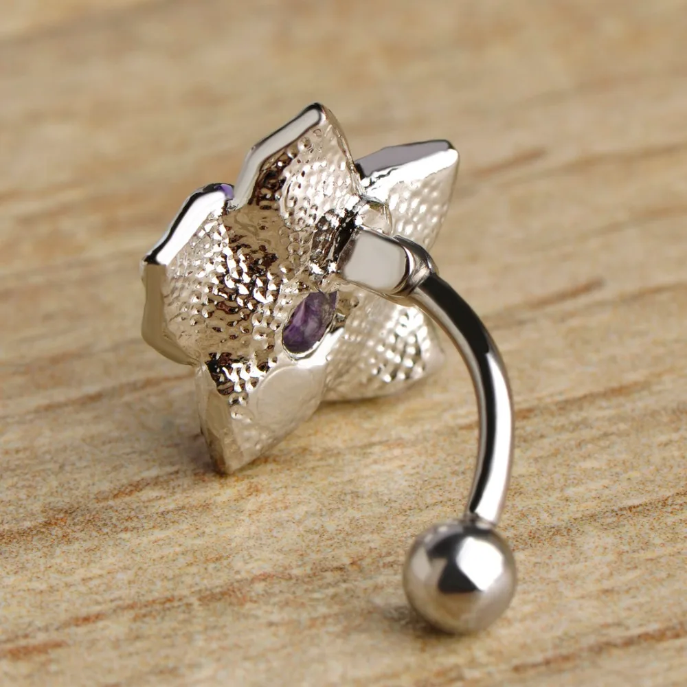 Эмаль эмаль эмалевая Виолета циркониевые цветы живот пирсинг пупка кольца на