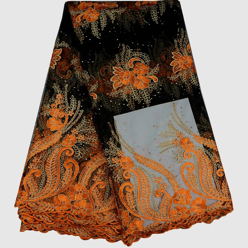 2017 изящная африканская кружевная ткань высокого качества с вышивкой золотого