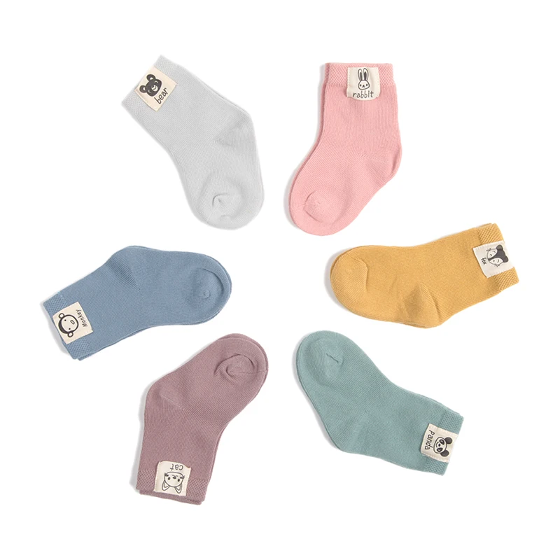 6 Pair/Lot Baby Gril and Boy Short Socks Sets Cute Cartoon Kids Ankle Cotton Sock Toddler Candy Color | Детская одежда и обувь