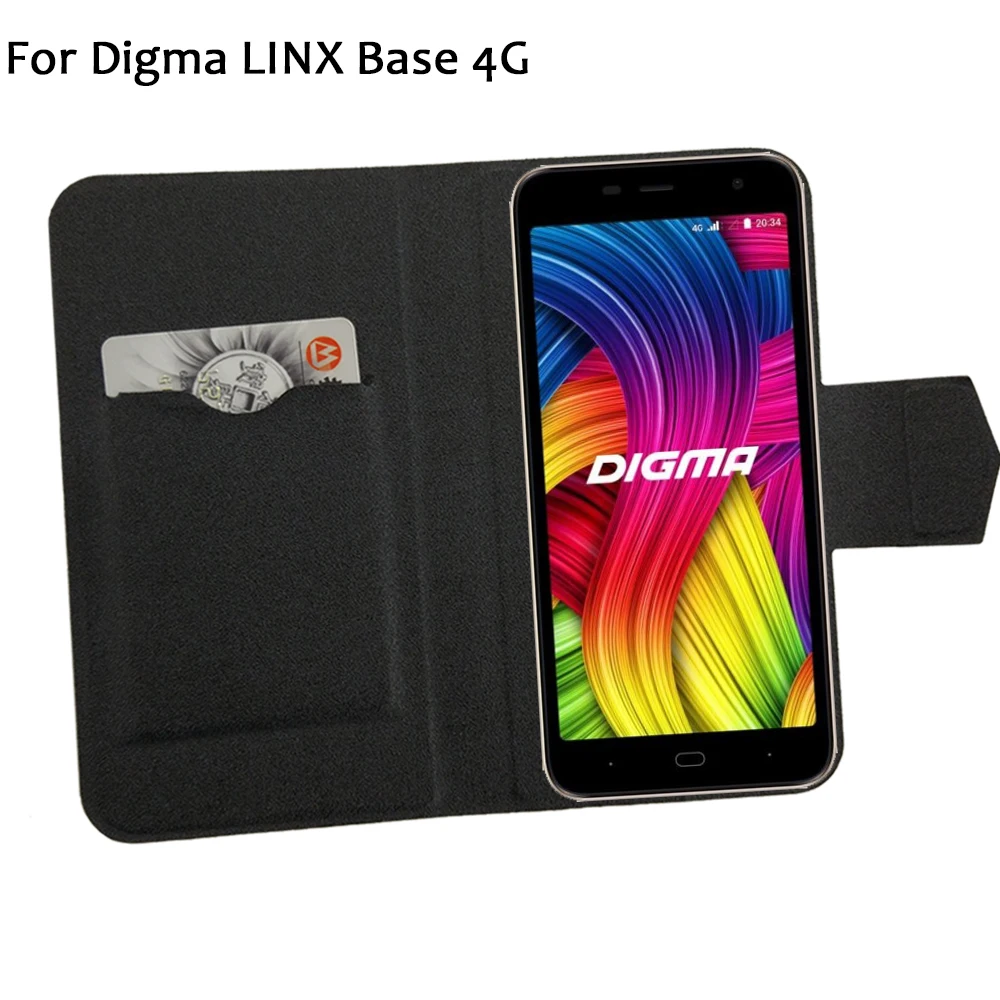 Фонарик горячий! Кожаный чехол подставка для телефона Digma LINX Base 4G заводская