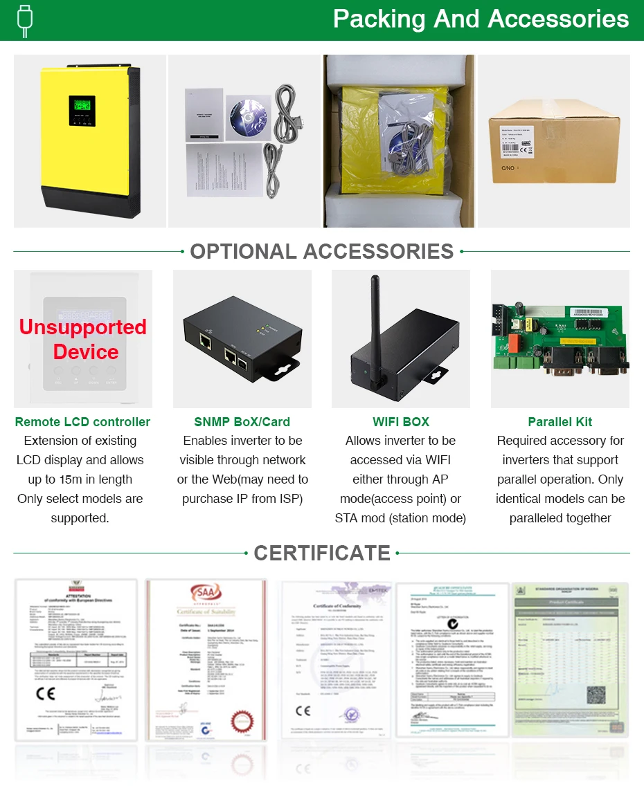 POWLAND Solar inverter 48V 6000W 220V 450Vdc PV Input 60A Grid Tied Hybrid Inverter MPPT Solar Charger 60A Battery Charger