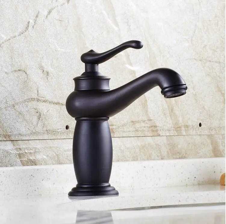 Латунный Смеситель для раковины в ванную комнату черный кран с одной ручкой