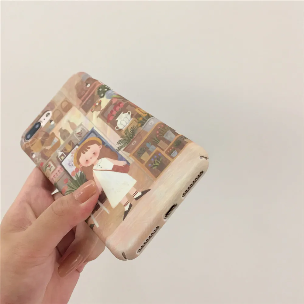 Retro Oil Painting Girl Flower Shop Phone Case For OPPO R9 R9s R11 R11s Plus R15 Pro A57 A59 A83 A77 A79 A5 Matte Hard PC Covers |