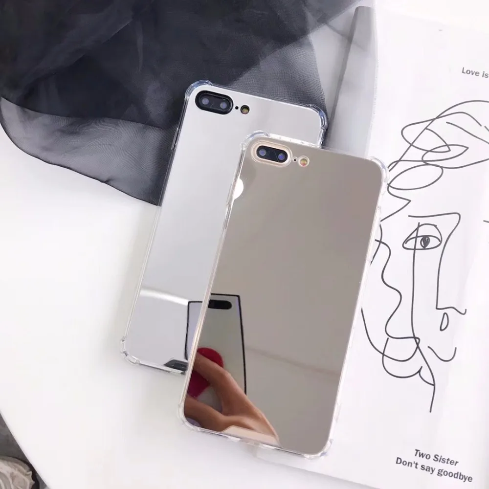 Kuutti Squishy Women Fashion Sliver Rose Gold Gray Mirror Makeup Acrylic Lightweight Phone Case for iPhone 6 6s 7 8 Plus X Cover |