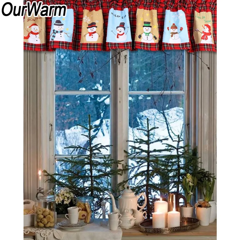 Рождественская декоративная драпировка на окно OurWarm из полиэстера красивая для