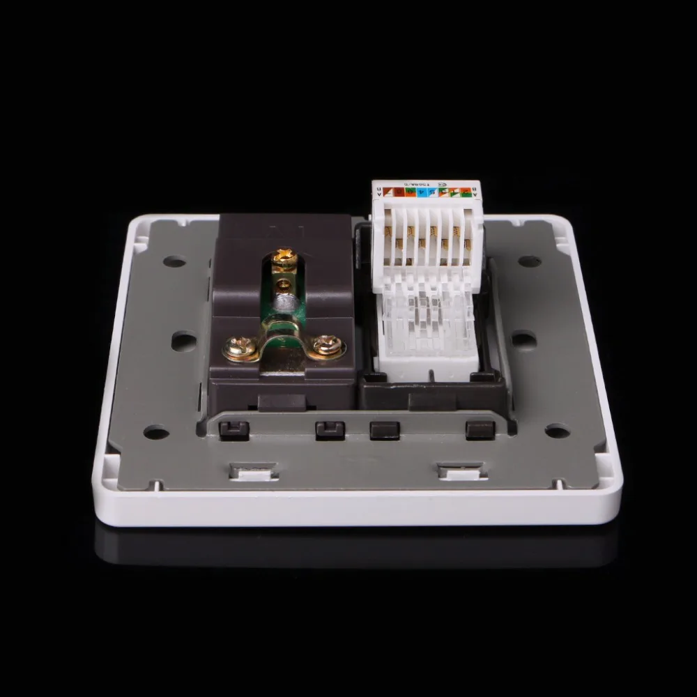 Сетевой адаптер RJ45 + ТВ антенна коаксиальное настенное крепление выход Лицевая
