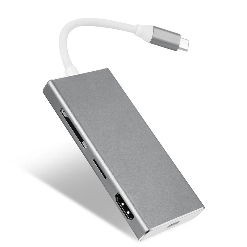 7-в-1 Type-C концентратор адаптер 3 USB порта HDMI выход зарядный порт SD/Micro SD кардридер