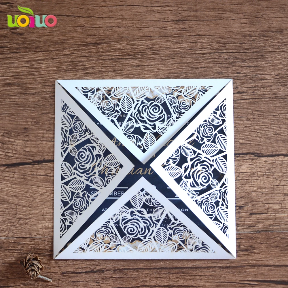 

New arrival, 20 Pcs/Lot Hollow Wedding Invitation Card Free Customizable