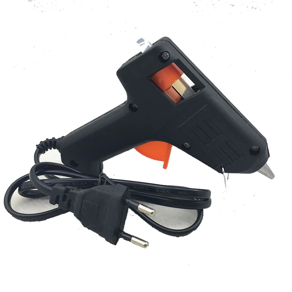 Черный термоклеевой пистолет 20 Вт Ремонтный тепловой инструмент с 10 стержнями