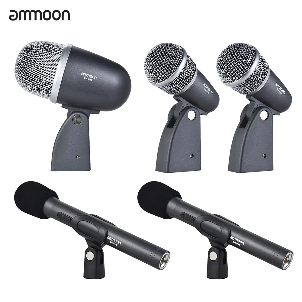 Ammoon DM DX8 5 шт. профессиональный проводной барабан набор микрофон Микрофон с